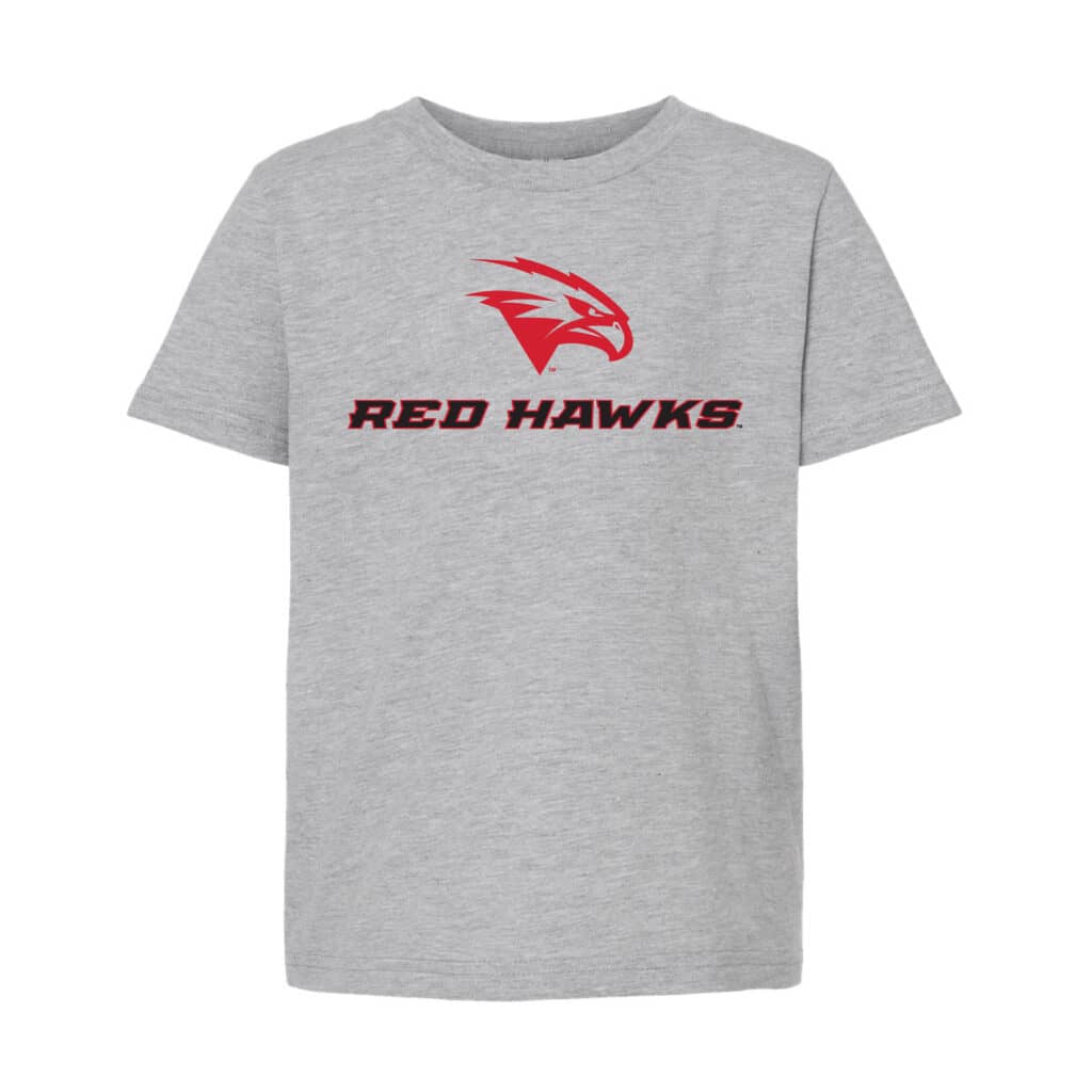 Youth Grey Fine Jersey Red Hawks Wordmark T-Shirt