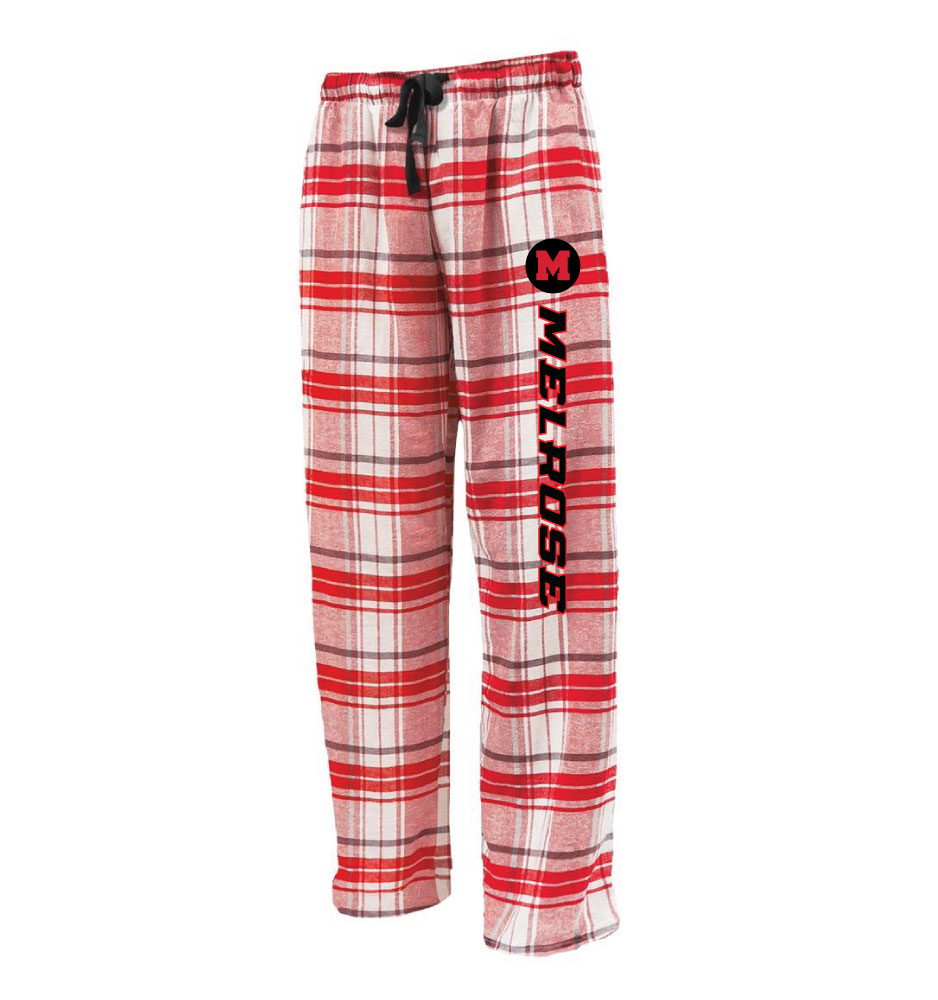 Adult White & Red Flannel Pants