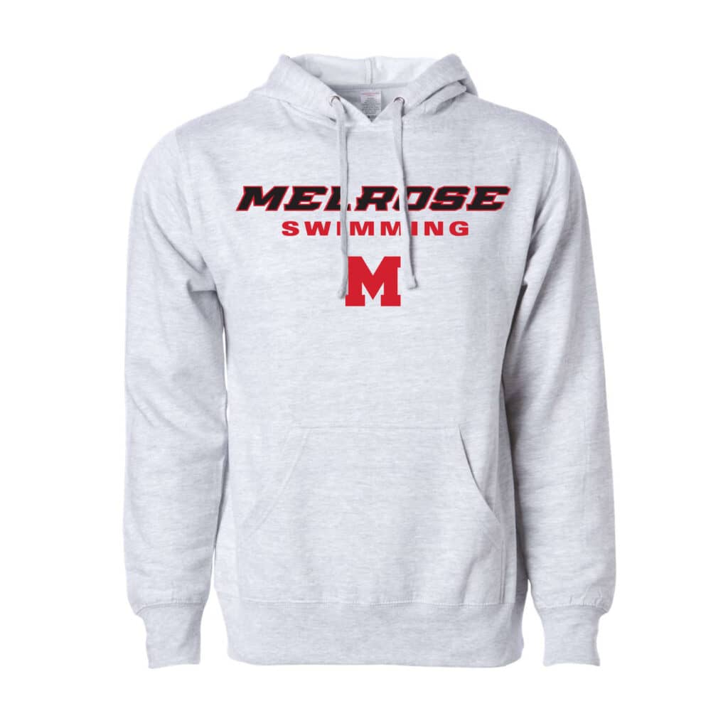 Unisex Grey Melrose Swimming Midweight Hooded Sweatshirt