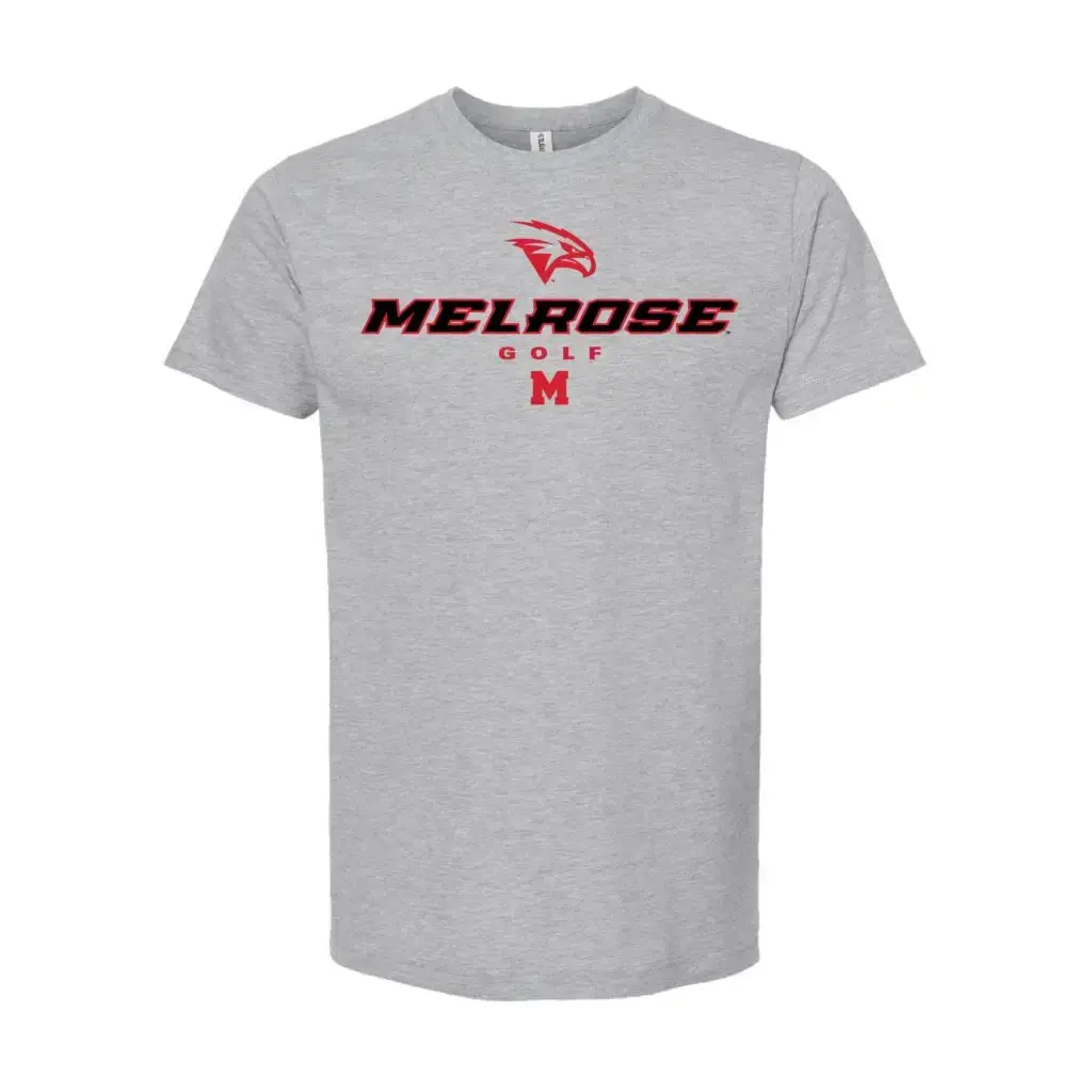 Melrose Golf Red Hawks & Wordmark Grey T-Shirt