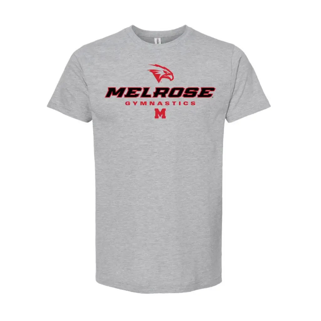 Melrose Gymnastics Red Hawks & Wordmark Grey T-Shirt