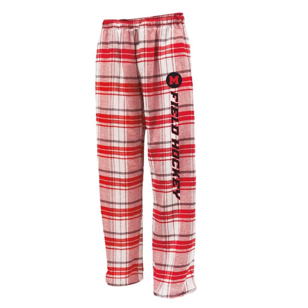 Youth White & Red Flannel Field Hockey Pants