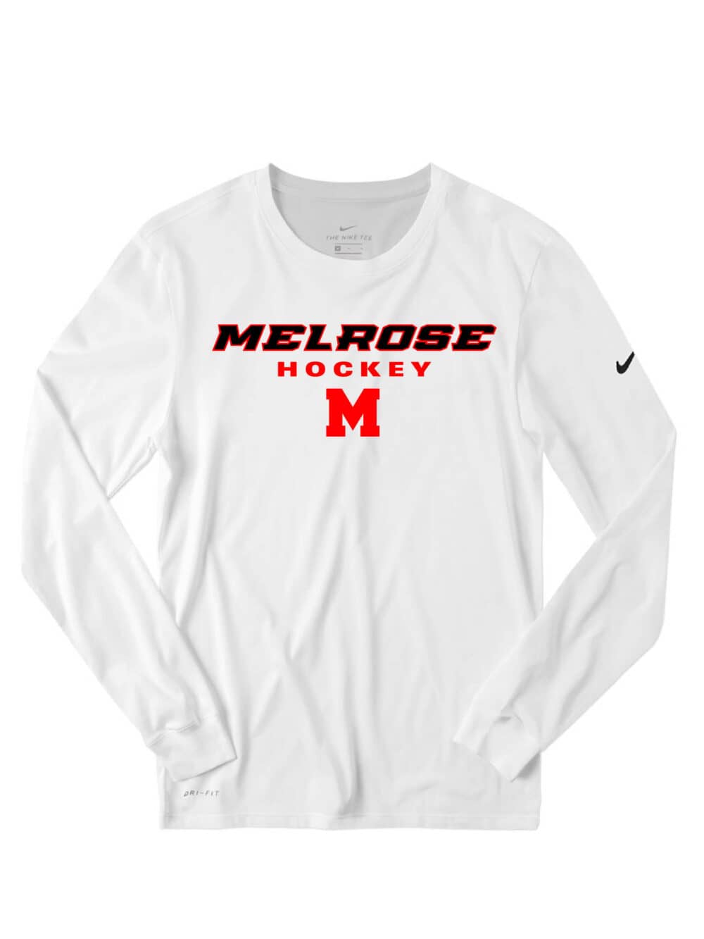 Nike@ Dri-FIT Cotton/Poly Long Sleeve White Tee