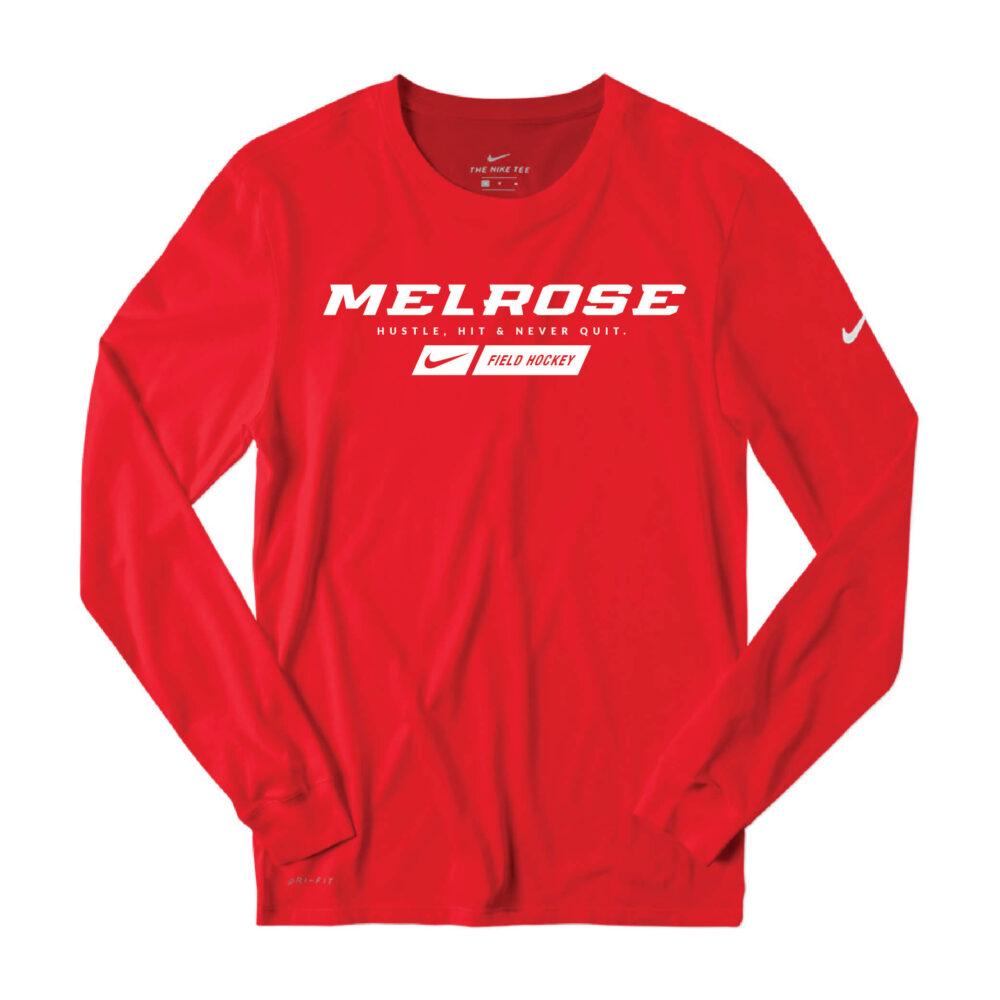 Nike@ Dri-FIT Cotton/Poly Long Sleeve Red Tee