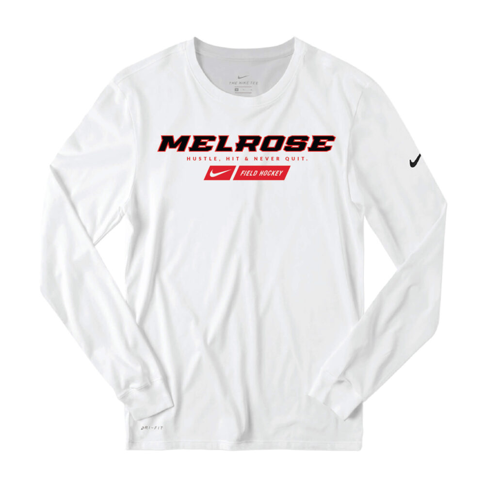 Nike@ Dri-FIT Cotton/Poly Long Sleeve White Tee