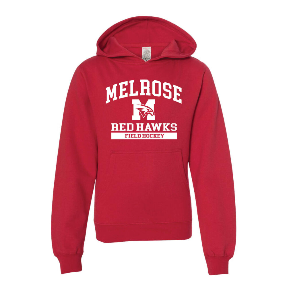 Youth Midweight Hooded Red Hawks Field Hockey Red Sweatshirt