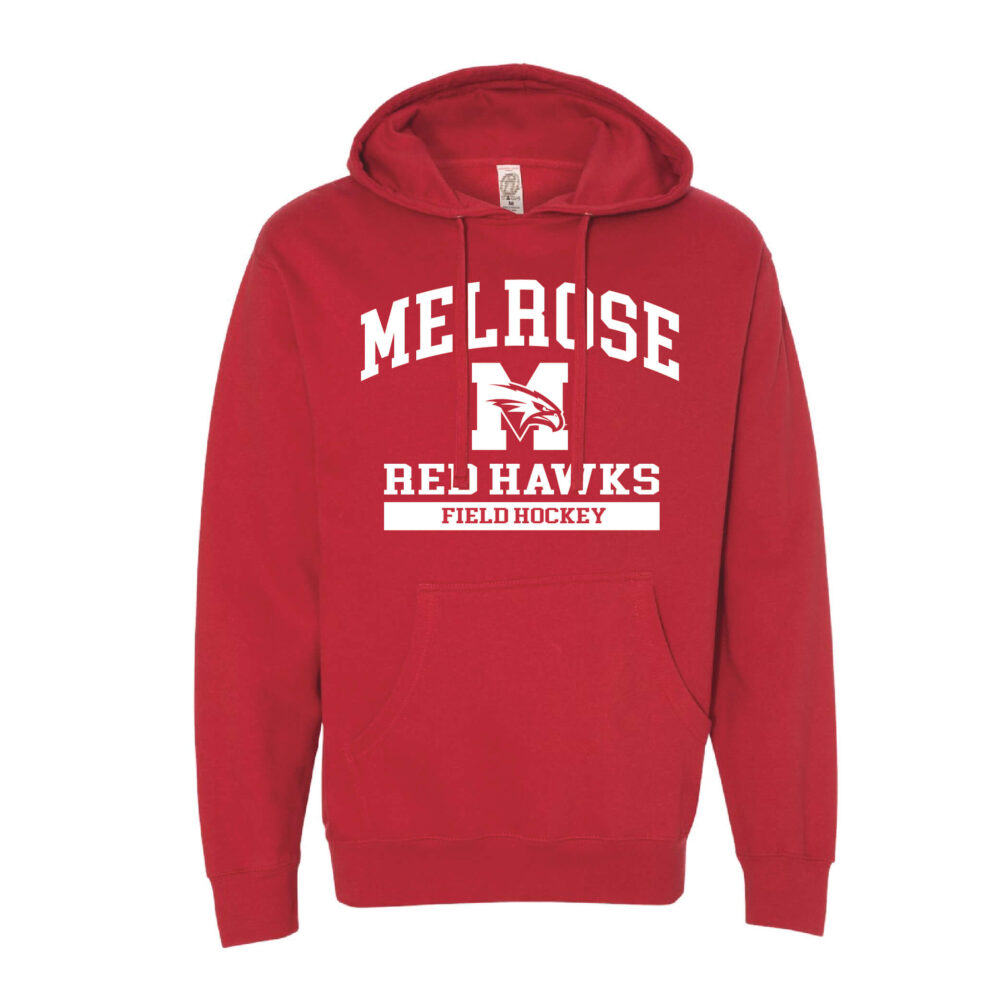 Unisex Red Hawks Field Hockey Midweight Hooded Red Sweatshirt