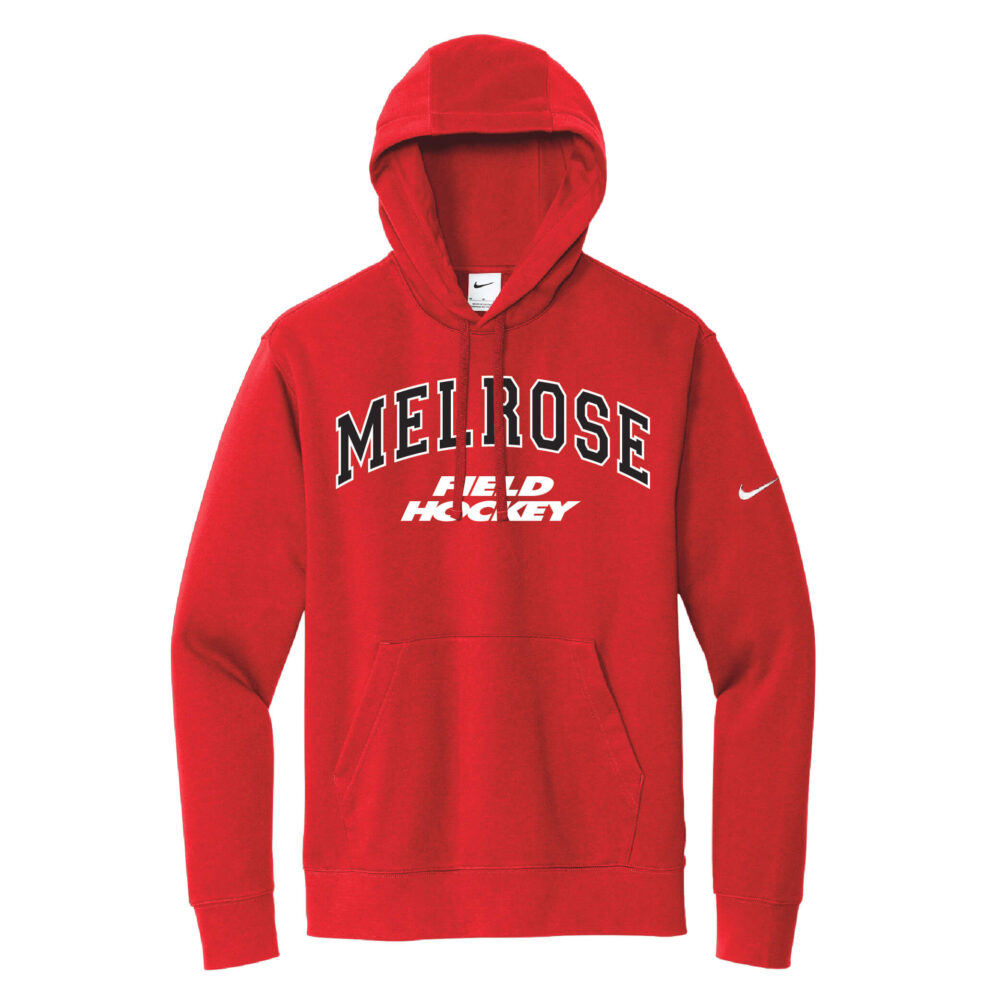 Nike® Club Fleece Sleeve Swoosh Red Pullover Hoodie